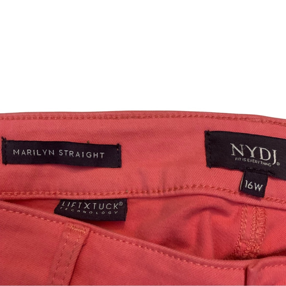 NYDJ Marilyn Straight Ankle Pink Jeans 16W Plus Size Coral Salmon Denim Crop - Picture 4 of 10